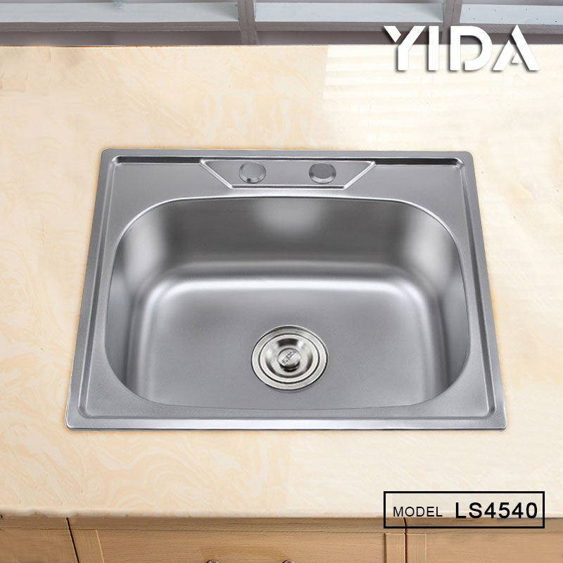 SUS 201 Stainless Steel Stretch Single Bowl Sink with two faucet hole - LS4540